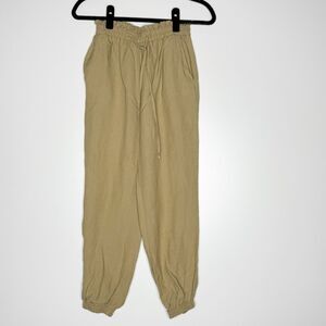 Zara Linen Blend Paperbag High Rise Jogger Pants Women's Size XS